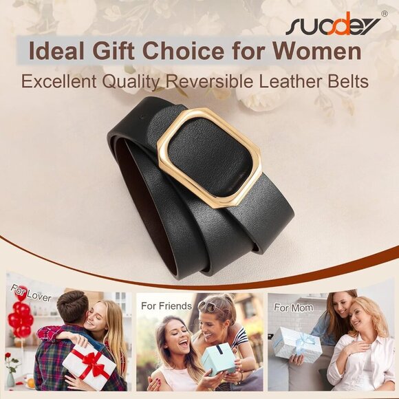 Women Reversible Leather Belt for Jeans Dresses Waist 1.3\
